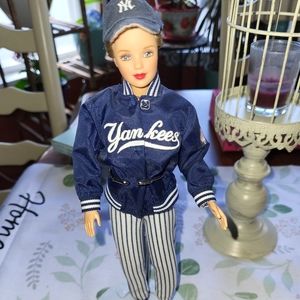 Yankee Barbie with Louisville Slugger wooden bat